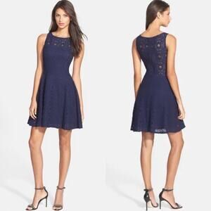 BB Dakota Renley Lace Fit & Flare Minidress - Navy